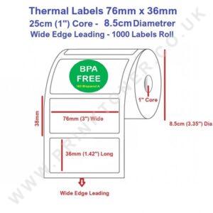 Thermal Labels 76 x 36mm