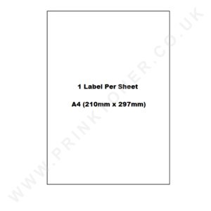 Labels 1 per A4 Sheet