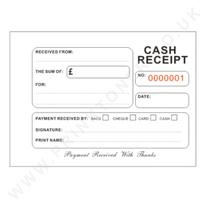 Carbonless Cash Receipt